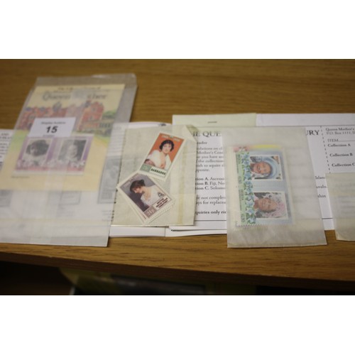 15 - Philatelic Presentation Pack commemorating the 90th birthday of HM The Queen Mother. Mainly British ... 