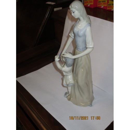 45 - Tall Figurine (Possibly Lladro) of a Woman with Girl holding a Doll