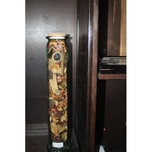 100 - Tall Glass Jar with Cork Lid Filled with Dried Fruit/Seeds/Leaves, etc approx 23