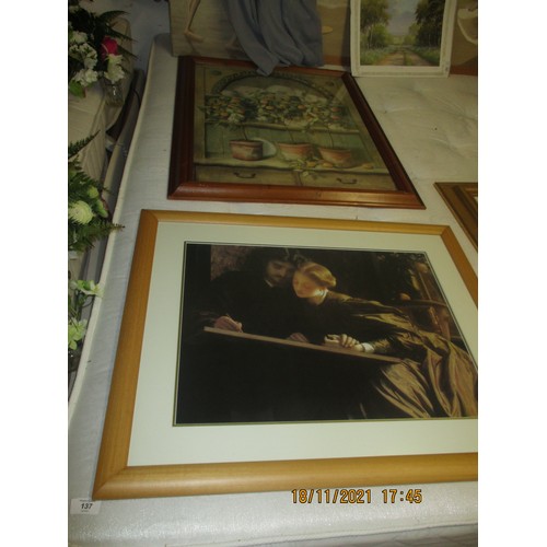 159 - Large Framed and Mounted Print of Man and Woman drawing