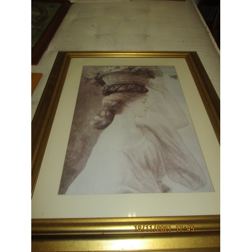 159 - Large Framed and Mounted Print of Man and Woman drawing