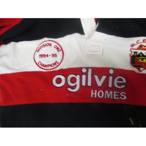 169 - Stirling County Rugby Club Shirt- Size 42. Special commemorative badge for winning the 1994/1995 Sco... 