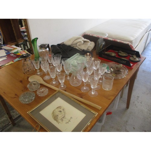 153 - Bric-a-Brac including Crystal Glassware (Two are Stuart Crystal), Four Wheel Casters, Flippers, Snor... 