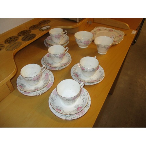 27 - Four-Place Setting Royal Grafton Tea-Set (with additional Side Plates, Saucer and Cup)