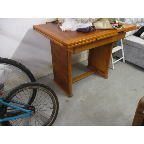 129 - Art Deco Style Draw-Leaf Dining Table (mixed wood veneer) - approx 91 cm L x 73 cm W extending to 15... 