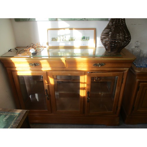 39 - One lightwood with Satinwood Back-lit Glazed Dresser (56