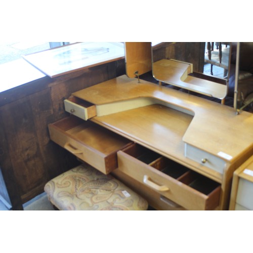 54 - 1950s G Plan Dressing Table with Mirror and Hinged Cantilever Drawers approx 42