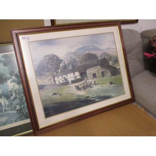 81 - Two Large Framed and Mounted Prints of Rural Scenes each 3 Ft Wide