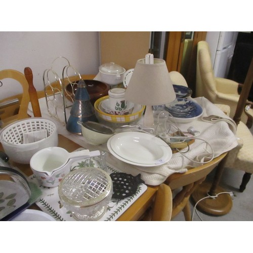 13 - Large Quantity of Kitchenalia including Casserole Dishes, Wedgwood Pie Dish, Steel Bread Bin, Trivet... 