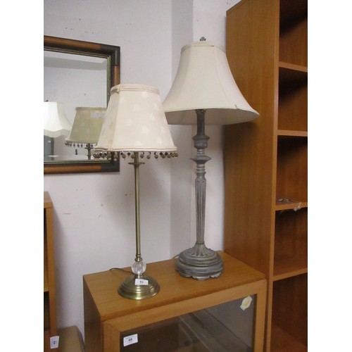 43 - A Tall Table Lamp on a Slender Base and an Art Nouveau Table Lamp