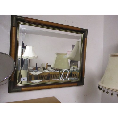 42 - Bevel Edged Mirror in a Wooden Frame with Metal Corners (24