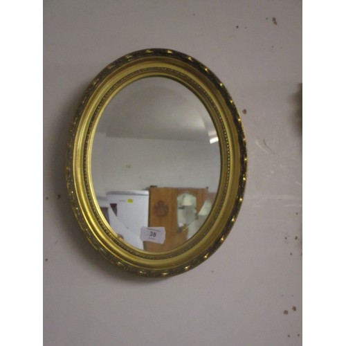 38 - Oval gilt Framed Bevel Edged Mirror (14