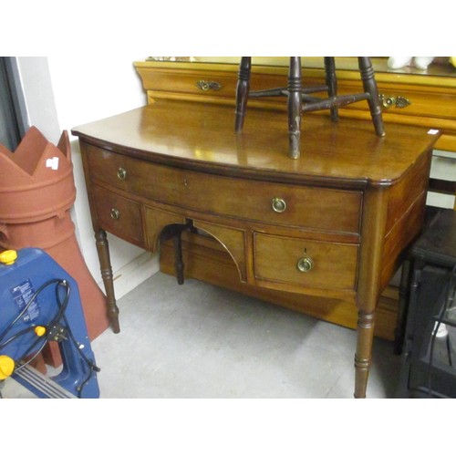 36 - Oak Bow Fronted One Wide on Two Narrow Drawer Chest (42