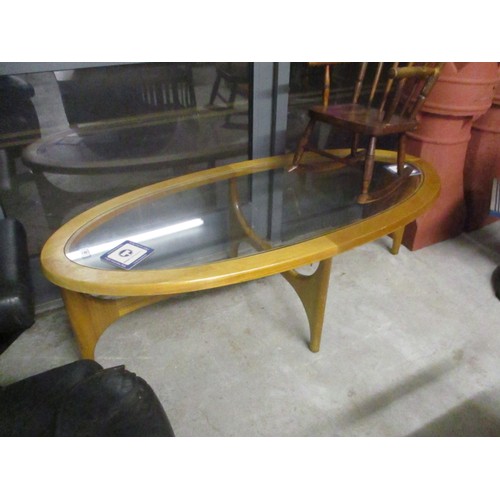 30 - G Plan Oval Coffee Table With a Glass Centre (51