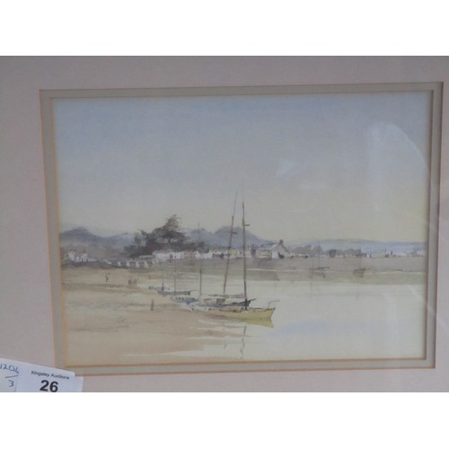 26 - Two Framed and Mounted Watercolours by D Halligan (October 1980)- one of a French Chateau and one of... 