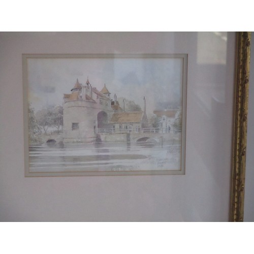 26 - Two Framed and Mounted Watercolours by D Halligan (October 1980)- one of a French Chateau and one of... 