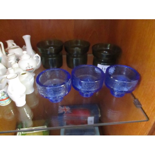 131 - Six Scandinavian Glass Candle Holders (Blue and Green)