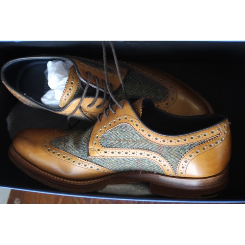 214 - One Pair of Near New Barker (England) Gents' Shoes (Cedar Calf/Green Harris Tweed) - Size 6 (Origina... 