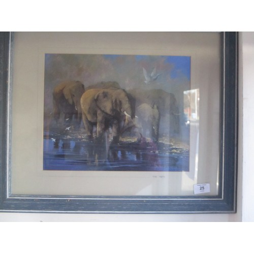 13 - Framed and Mounted Elephant  Artwork 