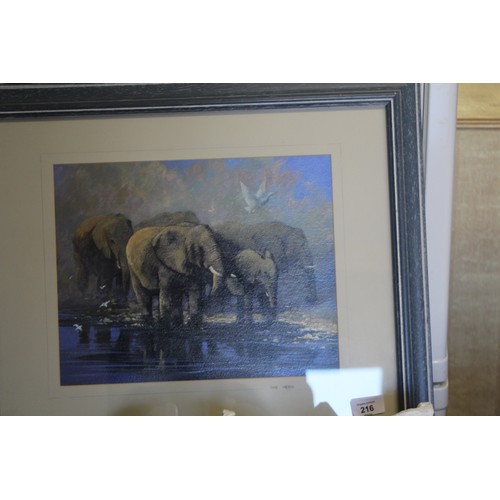 13 - Framed and Mounted Elephant  Artwork 