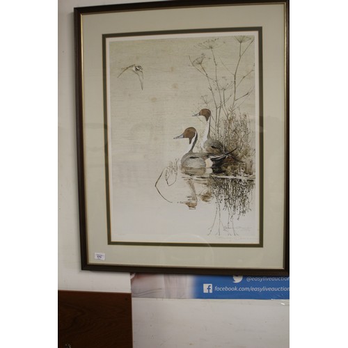 33 - A Framed and Mounted Limited Edition (470/950) Print of Geese Signed Thomas Quinn 1982 (with Light F... 