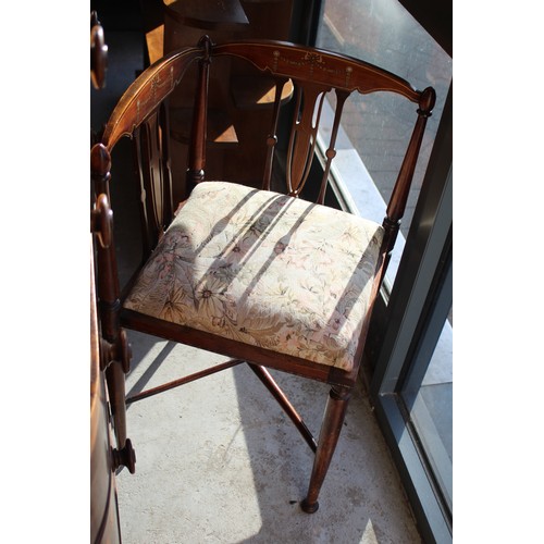 39 - Inlaid Mahogany Corner Chair