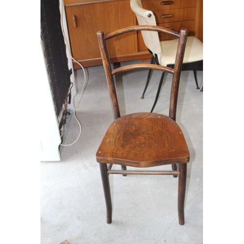 129 - Bentwood Chair with Patterned Seat (Made in Belgium)