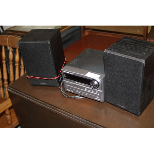 155 - Panasonic SA-PM04 Radio Audio System (MP3) with Speakers and Remote (Ask for this from Office)