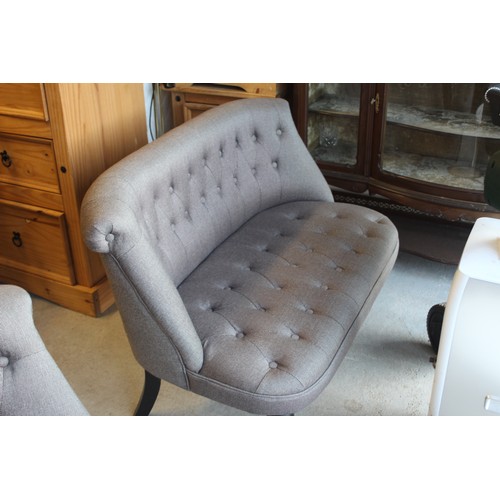 5 - A Pair of Grey Upholstered Two Seater Sofas (near new) - approx 44