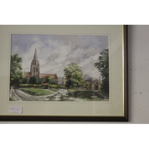 14 - Framed and Mounted Watercolour of Thurstaston Parish Church Signed by Barbara Butcher