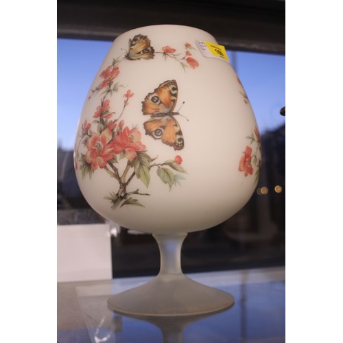 39 - A Large Goblet Vase Decorated with Flowers and Butterflies (13