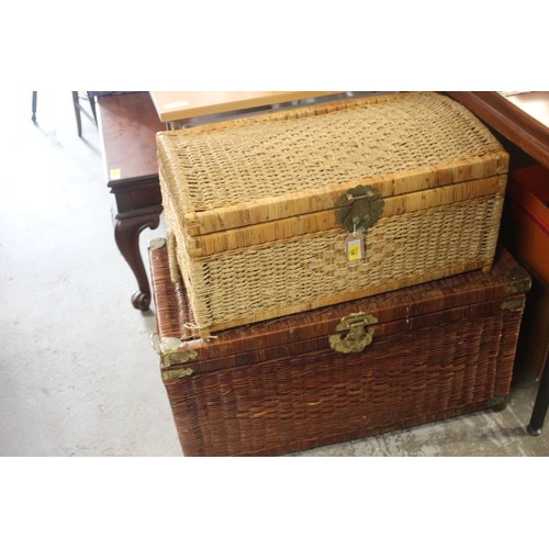 65 - Two Wicker Baskets with Brass Fittings