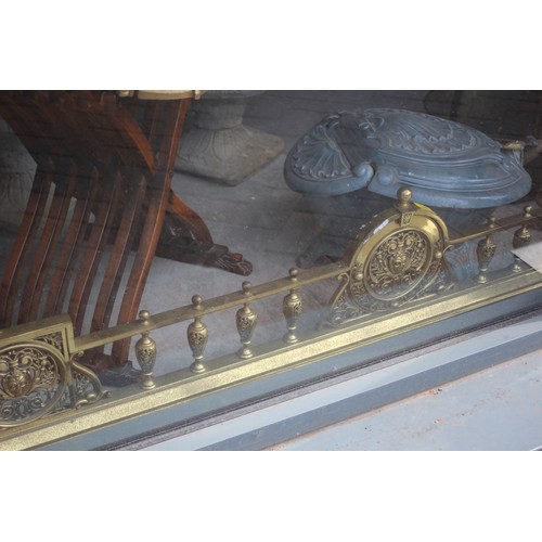 187 - Large Ornate Brass Fireplace Fender 63