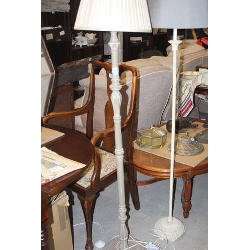 13 - Wooden Standard Lamp (Over-Painted in Grey) Plus Shade