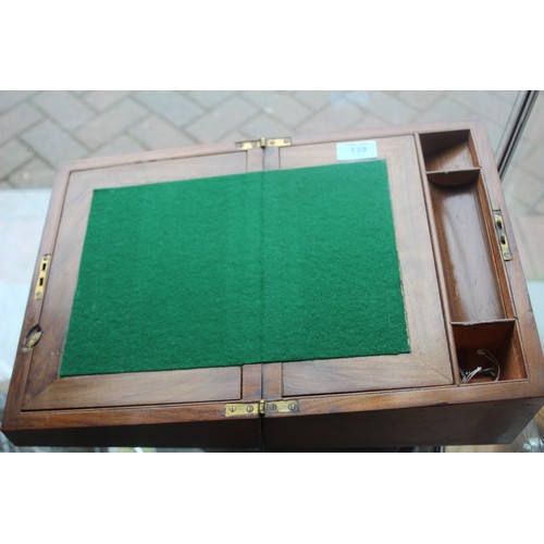 139 - Mahogany Writing Slope with a Green Baize Inset (With Key)