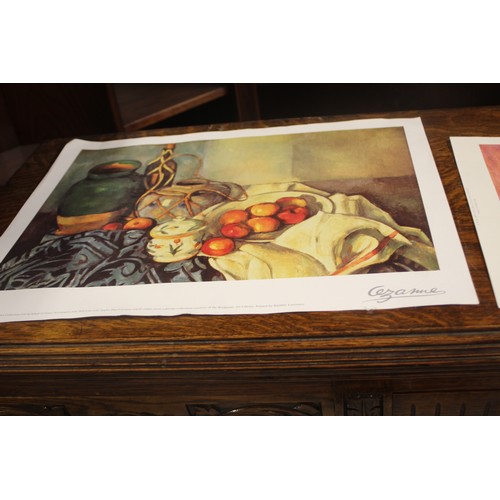 59 - Unframed Prints:  Large Italian Nude Figure by Pietro Germogio, Large Cezanne Still Life, and Small ... 