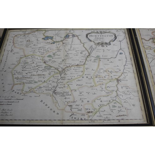 22 - Two Framed Prints of 17th Century Maps of Huntingdonshire and Herefordshire