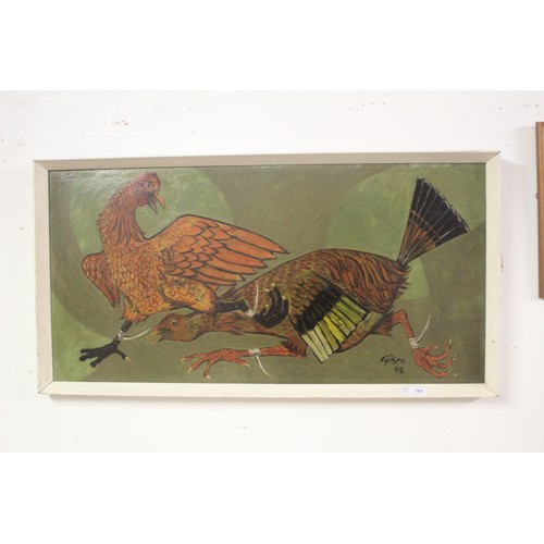 165 - Framed Oil Painting of Fighting Birds by Gilson (1963) - 37