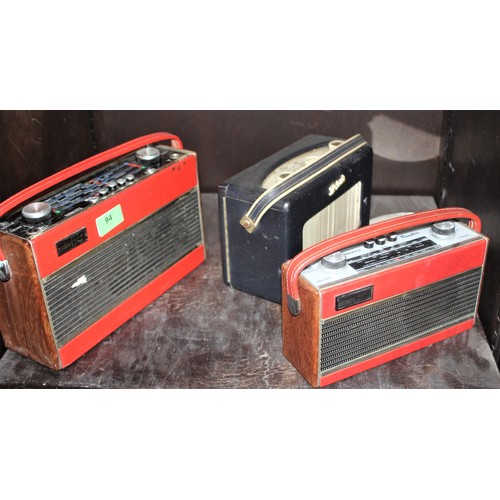 Three Vintage Roberts Radios (2 x Red "Leather" Case and 1 x Black "Leather" Case)