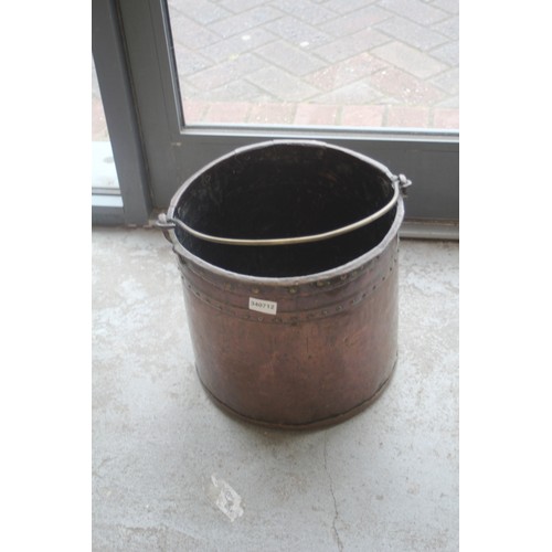 14 - Large Copper and Brass Riveted Log Bucket