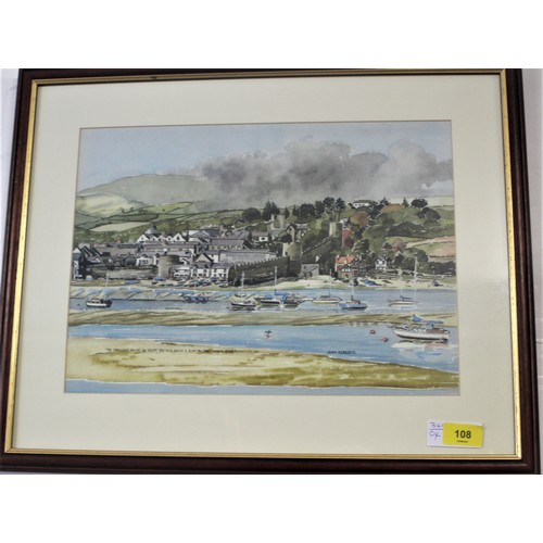 108 - Two Framed and Mounted Watercolour Prints by Jean Roberts - 