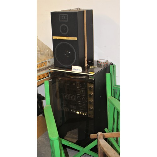 218 - Binatone Twin-Deck Tower Hi-Fi System with Remote Control, Speakers and Turntable and Instructions M... 