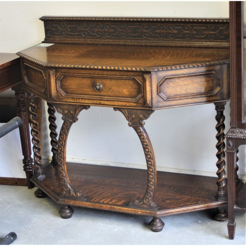 6 - Jacobean Oak Side Table with Undershelf all on Bun Feet supported with Spiral legs and Bow Supports