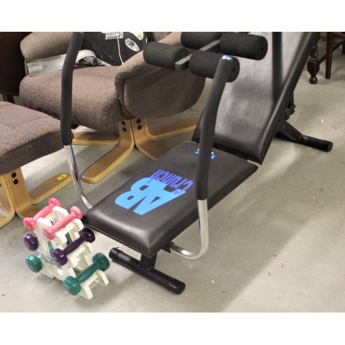 4 - A York Fitness Exercise Bench Plus a Set of Six Fitness Weights on Stand