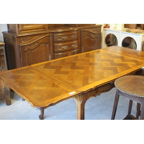 19 - Cross Banded Oak Draw-Leaf Dining Table