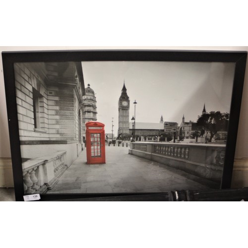 48 - Framed and Mounted Print of Big Ben and Telephone Kiosk