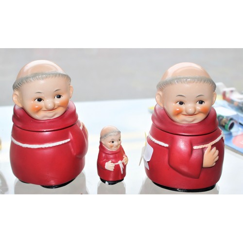 135 - Three Goebel (West German) Monks (Two Large and One Small) in Red