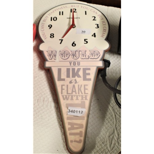 30 - A Wall Hanging Clock in the Shape of an Ice Cream Cone