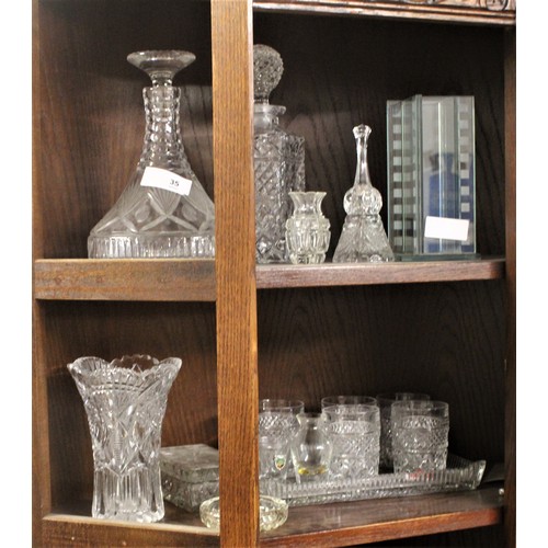 35 - Royal Doulton Webb Crystal Ships Decanter Plus One Other Decanter Plus Small Quantity Glassware (inc... 