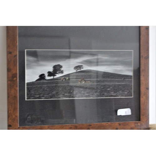 2 - Three Framed Artworks:  Pair of Eastern Landscapes (on Fabric) and a Photographic Art Ploughing Scen... 